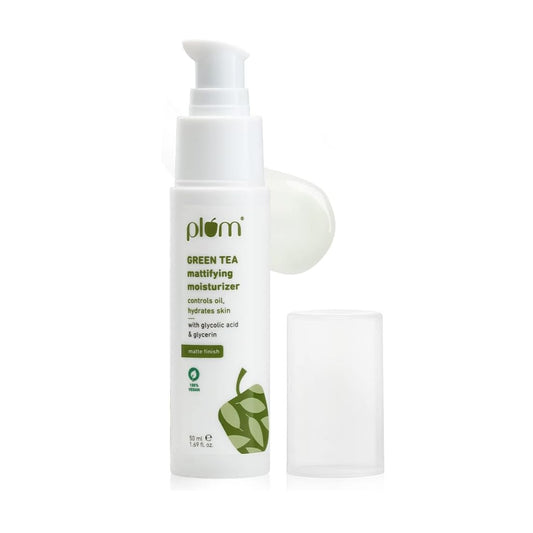Plum Green Tea Mattifying Moisturizer Cream For Face | 100% Vegan | 50ml