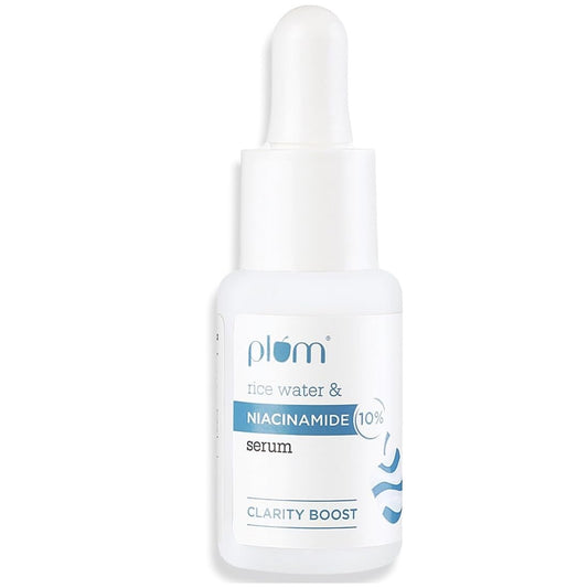 Plum 10% Niacinamide Face Serum For Clear, Bright Skin, Fades Blemishes & Dark Spots | With Rice Water | Beginner Friendly | All Skin Types | Women & Men | Fragrance-Free | 100% Vegan | 15ml